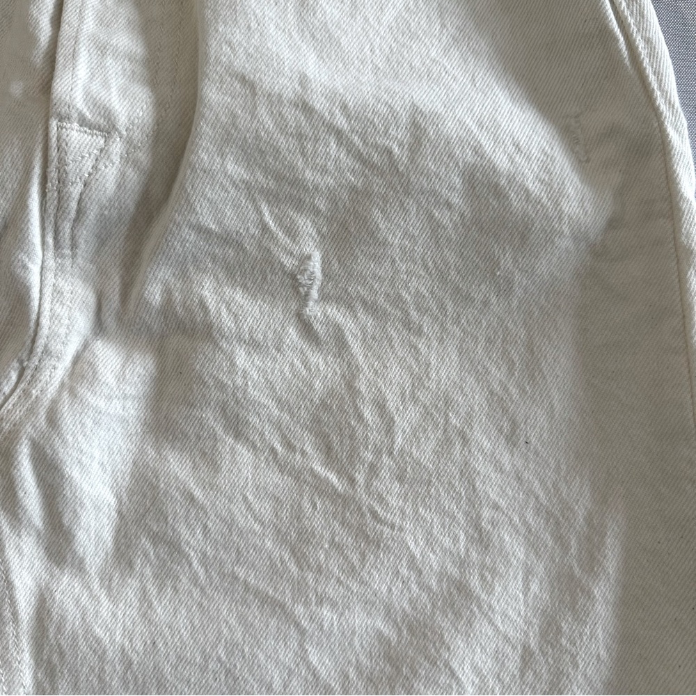 Levi's Denim High Rise Deconstructed Button Fly White Jean Skirt Raw Hem Sz 25 - Picture 3 of 13